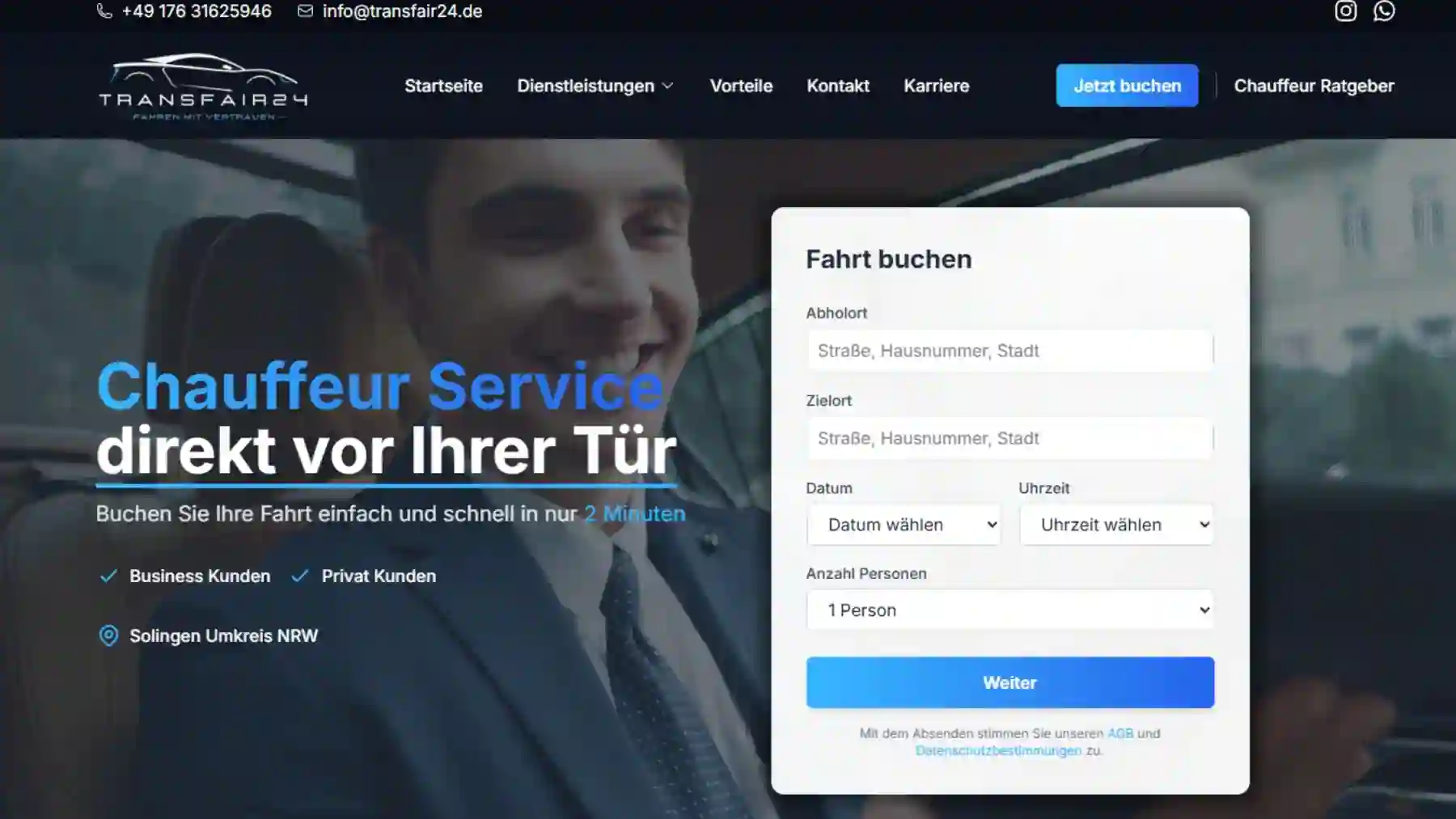 TransFair24 Chauffeur Service - Webdesign Agentur